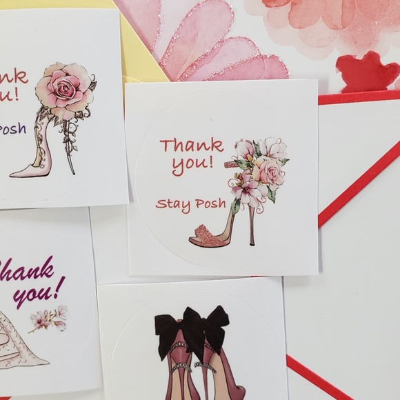 x100 Unique Fashion Girl Thank You Posh Stickers - Picture 11 of 15